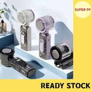 (100 Speed) GELOOF Handheld Fan Adjustable & LED Display Transparent Bladeless Design Portable Kipas