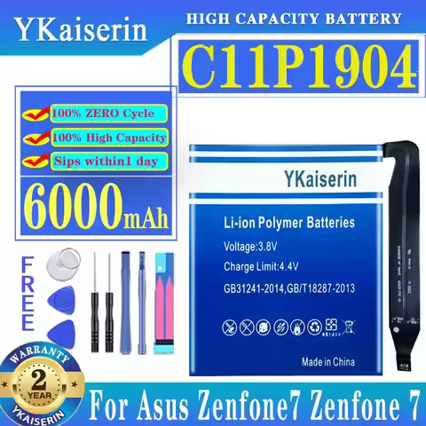 Long Lasting 6000mAh For Asus Zenfone 7 C11P1904 Mobile Phone Battery Reliable Power