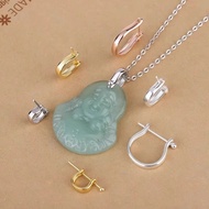 18K金吊坠扣头玉坠U型扣Au750白金扣子diy配件翡翠佛公扣头项链扣18K gold pendant buckle head jade pendant U-shaped buckle Au2025