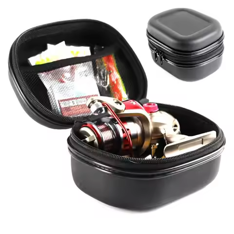 Fishing Reel Case Tackle Organizer with Zipper - EVA Hard Shell Waterproof Storage Bag for Baitcasti