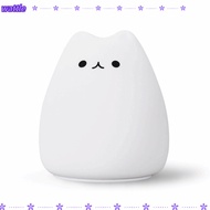 WATTLE LED Night Light, Cat 7 Colors Night Lamp, Cute Breathing Mode Battery Powered Tap Control Nig