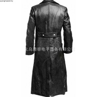 MEN'S GERMAN CLASSIC WW2 MILITARY UNIFORM OFFICER BLACK LEATHER TRENCH COAT