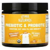 Llama Naturals, Prebiotic & Probiotic Whole Fruit Gummies, Peach Mango, 60 Bites
