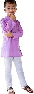 Kids Baju Raya for Eid, Racial Harmony, Deepavali Ethnic Wear Costume Embroidered Lotus Purple Kurta Pajama Set