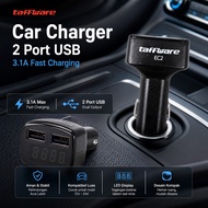 SD1 Taffware Car Charger LED Display Dual USB Cigarette Plug 3.1A - EC2