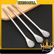 KINGS - H6145 Stainless Steel Food Grade 2 in 1 Stainless Steel Spoon & Straw/ 2 in 1 Straw Spoon/ S