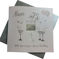 White Cotton Cards Pink Roses 75th Birthday Card - Champagne Glasses - SS42-M75