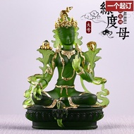 Glazed Green Tara Buddha Statue Bodhisattva Handmade Zen Chinese Temple Temple Home Desktop Decorati