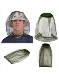 戶外釣魚帽，配有防蚊蟲網，防曬透氣遮陽口罩