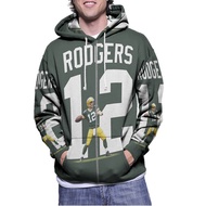 Aaron Rodgers Fullprint Zipper Hoodie Jacket Polyester Jersey Material [Hoodie With Zipper] Fullprin