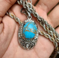 Kalung Liontin batu virus persia serat emas