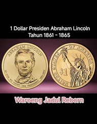 Koin 1 Dollar Amerika Presiden Abraham Lincoln 1861-1865 One Dolar Liberty United States of America