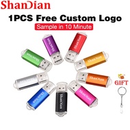 SHANDIAN Free Custom Logo USB 2.0 Flash Drive 64GB Colorful Pen Drive 32GB Business Gift Memory Stick 16GB Photography Pendrive 8GB Plastic Thumbdrive 4GB