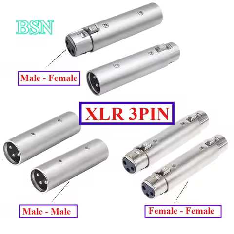 XLR 3Pin Male To Male, Female To Female, Male To Female Audio Adapter Connector 3 Pin XLR