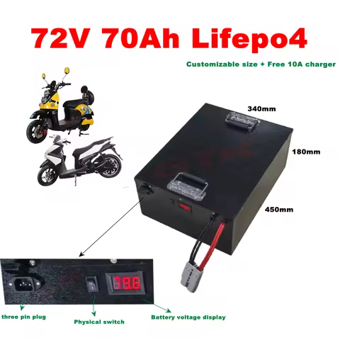 Gtk 72V 60Ah 70Ah Lithium Lifepo4 Rechargeable Battery Pack Deep Cycle 5000W 14000W With BMS For Mot