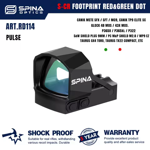 SPINA OPTICS PULSE S-CR RMSc Green Dot 3MOA Red Dot Sight Hellcat Pro G48/43x Mos P365X/XL Pistol