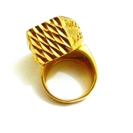 Men Square  Biscuit Ring Emas Korea 24K Pure Gold Plated