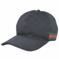 正品 Gucci 帆布棒球帽帽子黑色服裝配件二手