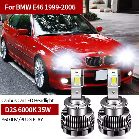 2PCS D2S LED Headlight Bulbs Replacement Original HID Canbus 35W 6000K 8600LM For BMW 3 Series E46 1