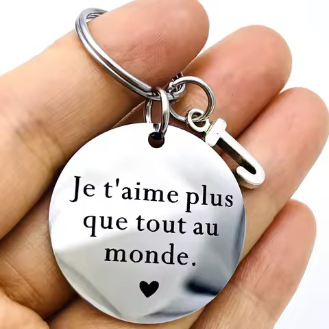 French Couple Keychain Je T'aime Plus Que Tout Au Monde Boyfriend Girlfriend Gifts Couple Gift Husba