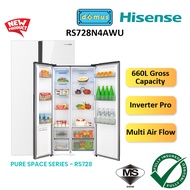 2026 Hisense Side By Side Refrigerator Inverter Fridge 660L White Glass Door Peti Sejuk Peti Ais 冰箱 