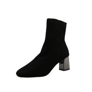 Socks Women's Socks Boots 2023 Spring Autumn Single Boots Thick High Heel Socks Shoes Knitted Stretc