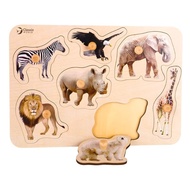 [Direct from Japan][Classic World Safari Peg Puzzle ] Molded puzzle 1 year old Wooden puzzle Peg puzzle Educational toy Wooden toy (CL3744)