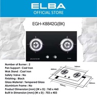 ELBA Dapur Gas Stove EGH-K8842G(BK)/8843G(BK)/8742G(BK) Glass Stove Kitchen Hob Stove Kitchen Applia