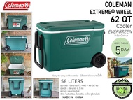 กระติกน้ำแข็ง Coleman Xtreme Wheel Cooler 62 Qt Evergreen - สีเขียวน้ำทะเล{58ลิตรมีล้อลาก}