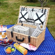 Factory Direct Sales Picnic Basket Rattan Basket Hand-Woven Foldable Portable Outdoor Fruit Basket Storage Basket Set