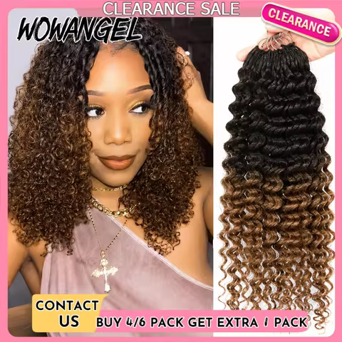 1/4/6 Pack Curly Crochet Hair T1B/30 Ombre Deep Wave Braiding Human Hair Feather Crochet Braid Machi