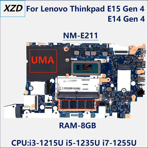 NM-E211 Mainboard For Lenovo Thinkpad E15 Gen 4 E14 Gen 4 Laptop Motherboard with i3 i5 i7 12th CPU 