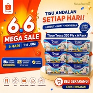 6.6 [Pack of 6] Tessa Facial Tissue 3 Ply | 330 Ply x 6 Pack | Soft, Thick, Hygienic Facial Tissue