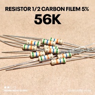 (10 PCS) RESISTOR 1/2W 1/2WATT 56K 56K KILO CF 5% ROHS