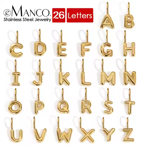 eManco Stainless Steel 3D Bubble Alphabet Charms Minimalist Style Letter Elements DIY Necklace Brace