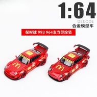 Decode 1/64 Porsche RWB 964 993 Red Alloy Diecast Car Model Toy Birthday Gift