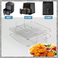 2-Layers Air Fryer Grilling Rack Air Fryer Stainless Steel Grilling Rack for 4.2-5.8QT Air Fryer Kit