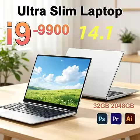 14.1 Minimal Design Business Laptop Powerful I9-9900 Chip Dual RAM Setup Light Portable Notebook For