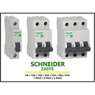 SCHNEIDER EASY9 MINIATURE CIRCUIT BREAKER (MCB) 4.5KA 1 POLE / 2 POLE / 3 POLE [6A / 10A / 16A / 20A