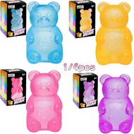 E2ZZ 1/4pcs Gummy Bear Sensory Fidget Toy with Jelly-Like Filling, Squeeze Toys, Stress Relief Squis