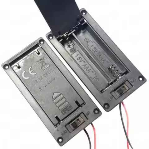 10Pcs 2xAAA Embedded Battery Box With Thick Wire 3V 2 * AAA Flip Cover Battery Holder With Cover And