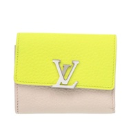 Like new Louis Vuitton Portefeuille Capucines XS M80325 Taurillon leather yellow and beige tri-fold 