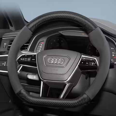 Suitable for Audi Suede Matte Carbon Fiber Texture Steering Wheel Cover Suitable for R4 B8 A3 8P B6 