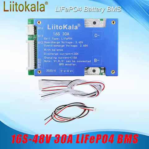LiitoKala 16S 48V 30A LiFePO4 Battery BMS Balanced Charge Protection Board