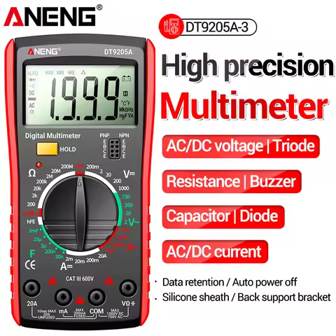 Digital Professional Multimeter True RMS AC/DC Current Tester hFE Ohm Capacitor Voltage Meter ANENG
