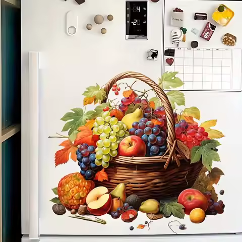 Basket Full of Fruits Self-Adhesive Stickers,Wall Decal Removable, Reusable Vinyl Car Sticker for To