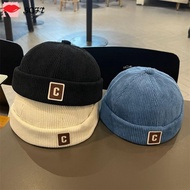 SOFTNESS Brimless Hat, Corduroy Solid Color Kids Docker Cap,  Adjustable Design Warm Fabric C Letter