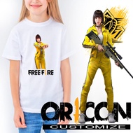 FreeFire Shirt gamer free fire baju budak Kelly Mobile Game Baju Printing Graphics cotton tee print 