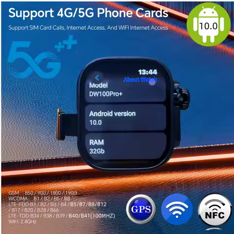 DW100 Pro Plus Android Smartwatch Touch ID Smart Watch With Rotary Camera 2.29inch Amoled Screen GPS
