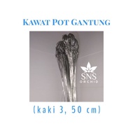 kawat pot gantung bunga anggrek 50 cm kaki tiga stainless steel besi